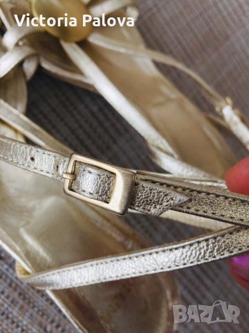 Златисти кожени сандали ROLLINI, снимка 8 - Сандали - 25194213