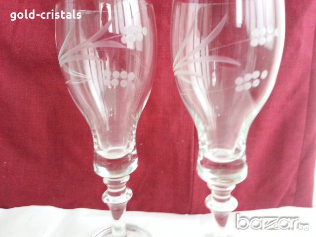 Ретро стъклени ритуални сватбени чаши, снимка 7 - Антикварни и старинни предмети - 19985601