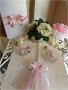 Аксесоари за кръщене в розово и бяло с пеперуди, снимка 1 - Подаръци за кръщене - 16466139