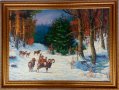 Муфлони в гора, зима, картина за ловци