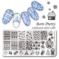 Коледен  щампа печати за нокти плочка оригинал BORN PRETTY BPX-L008, снимка 1 - Други - 20551262