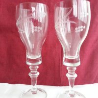 Ретро стъклени ритуални сватбени чаши, снимка 3 - Антикварни и старинни предмети - 19985601