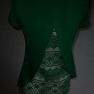 Зелена блуза с дантелен гръб , снимка 3 - Тениски - 18565692