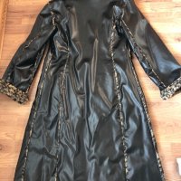 Кожено палто/ манто - черно с леопардов принт, снимка 16 - Палта, манта - 24064565
