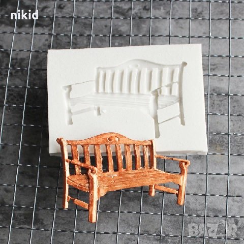 Пейка Скамейка силиконов молд форма декорация торта фондан шоколад, снимка 1