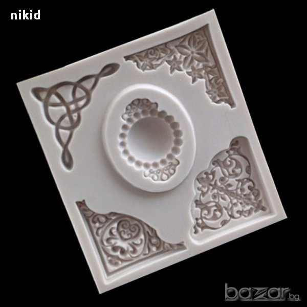 рамка с ъгли и среда силиконов молд декор украса торта мъфин фондан гипс сапун тесто отливка, снимка 1