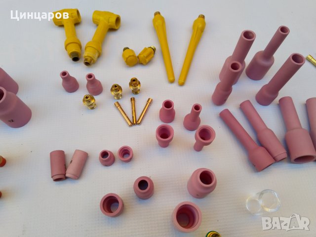 Тиг/Виг консумативи за аргонови шлангове.Дюзи стъклени и керамични,опашки,цанги,дифузьори и др., снимка 4 - Резервни части за машини - 23365160