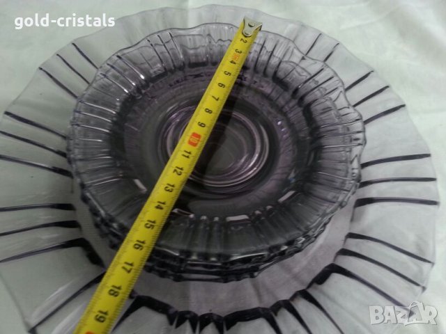 Ретро стъклени чинии чинийки цветно лилаво стъкло, снимка 7 - Антикварни и старинни предмети - 23832149
