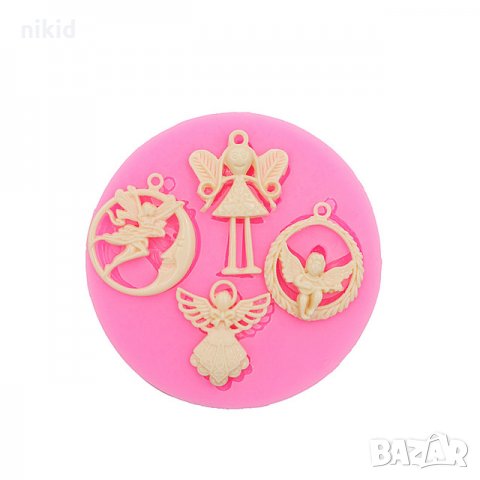 4 ангела висулка за колие силиконов молд форма декорация украса с фондан и изработка със смола