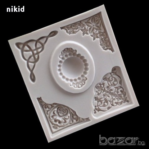 рамка с ъгли и среда силиконов молд декор украса торта мъфин фондан гипс сапун тесто отливка