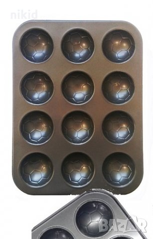 12 бр футболна топка тефлонова форма тава за мъфини шоколад кексчета 