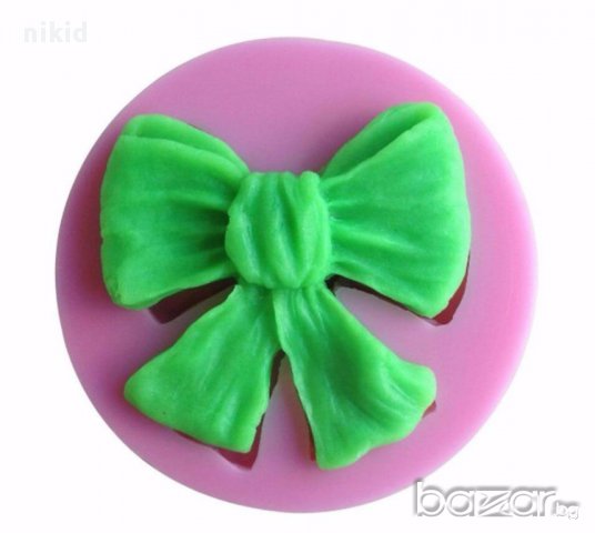 голяма пандела панделка кръгъл силиконов молд за украса торта фондан сладки и др