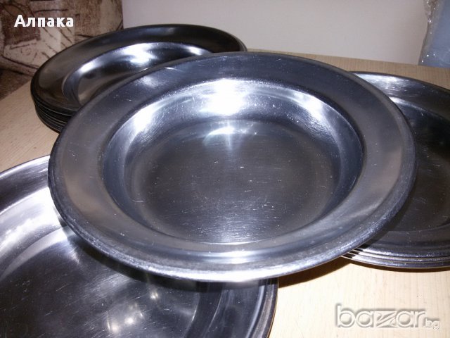 Български дълбоки чинии алпака, от едно време, снимка 2 - Съдове за готвене - 11714884