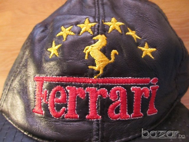 Мъжка кожена шапка FERRARI - красота в естествена кожа за теб , снимка 2 - Шапки - 20576349