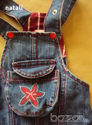 Дънков гащиризон размер 74, снимка 4 - Бебешки блузки - 16394275