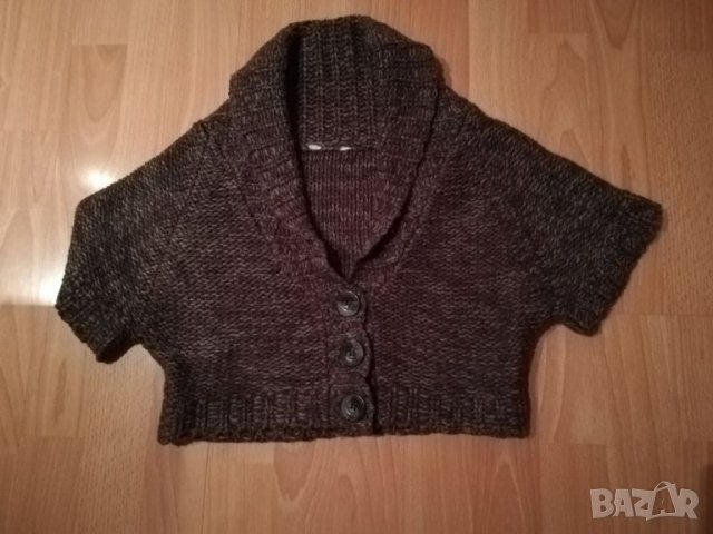 Дамско вълнено кафяво късо елече, снимка 1