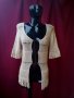 Бежова плетена жилетка с ресни с връзки М, снимка 1 - Жилетки - 21230887