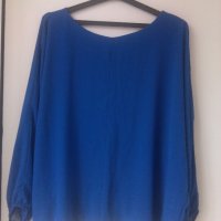 синя блуза, снимка 2 - Блузи с дълъг ръкав и пуловери - 21348936
