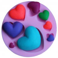  кръгъл с много сърца 8 размера сърце силиконов молд форма за украса торта с фондан шоколад, снимка 1 - Форми - 16134346