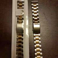 верижка за часовникникел и златно 20мм, снимка 1 - Мъжки - 20275992