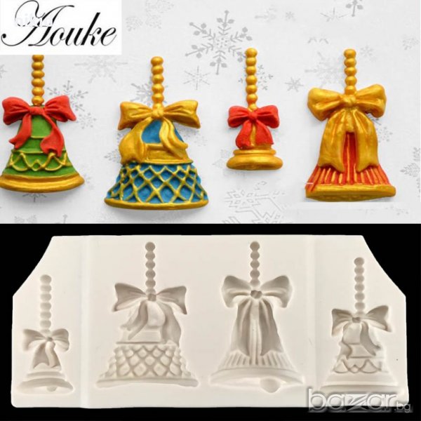 красиви звънец камбана с пандели силиконова форма молд украса декор торта фондан шоколад, снимка 1