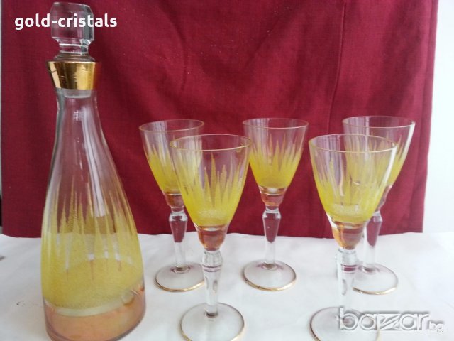 сервиз гарафа и чаши за вино ракия с позлата, снимка 9 - Антикварни и старинни предмети - 19925729