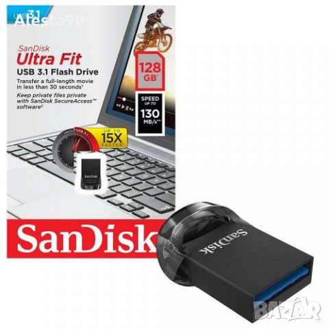 USB Sandisk Ultra Fit 3.1 - 128 GB, снимка 1 - USB Flash памети - 24868469