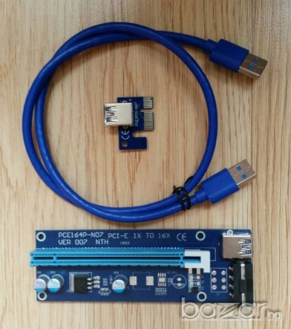 PCI-E PCI E Express 1X to 16X Riser Card + USB 3.0 Extender Cable, снимка 11 - Кабели и адаптери - 21031280