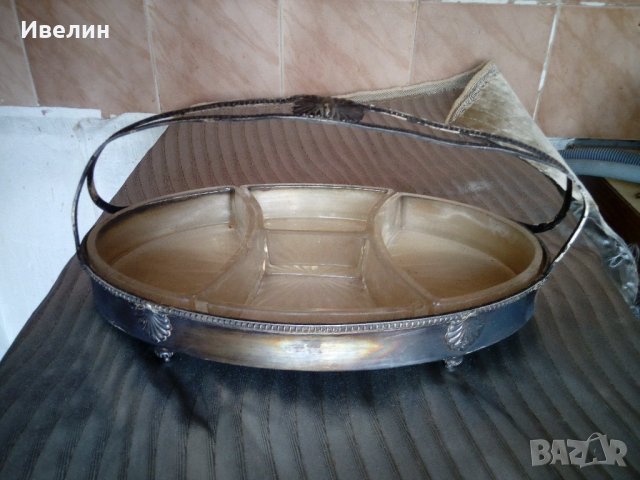 стара посребрена купа за ядки арт деко