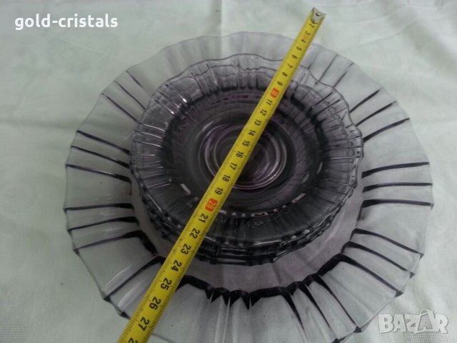 Ретро стъклени чинии чинийки цветно лилаво стъкло, снимка 4 - Антикварни и старинни предмети - 23832149