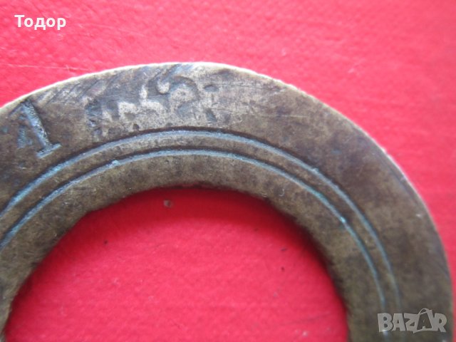 Османска бронзова геглилка грам тугра кантар 5, снимка 3 - Колекции - 25431078
