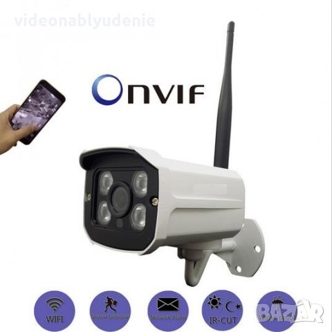 Широкоъгълна FULL HD 1080р 2 Mpx Onvif IR-Cut P2P 4 Array Ударо/Водоустойчива Метална IP Wifi Камера
