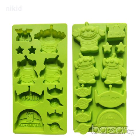Извънземно космос пришълец Alien силиконов молд форма декорация торта фондан шоколад гипс сапун и др