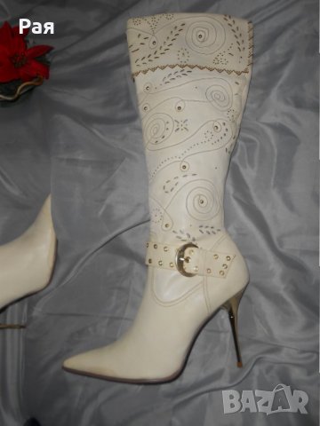 Елегантни кожени ботуши Fiorelli мръсно бели със златни елементи , снимка 8 - Дамски ботуши - 23847552