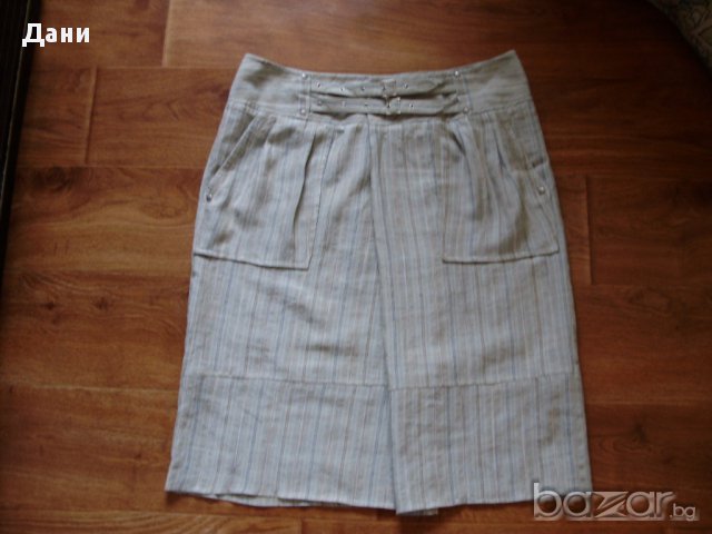 Ленена лятна пола с интересна предница, снимка 4 - Поли - 15207524