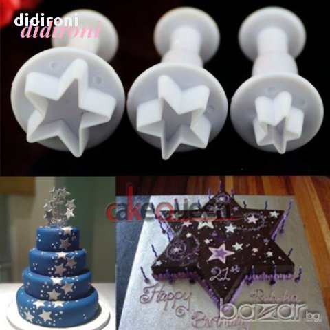 Резци форми звезди с буталце / за работа със захарно тесто, фондан, марципан, снимка 4 - Форми - 10702563