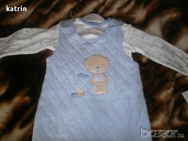 Нов лот памучна блузка и гащеризон от George, Англия, снимка 2 - Комплекти за бебе - 8352123