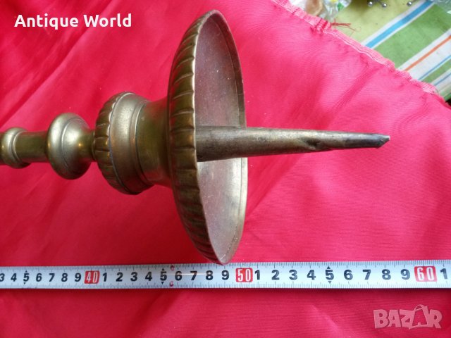 Стар Голям Църковен БРОНЗОВ Свещник, снимка 5 - Антикварни и старинни предмети - 25220360