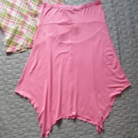 Дамски сет асиметрична розова пола H&M и риза с къс ръкав, снимка 3 - Поли - 26116930