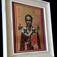Икона на Свети Никола, репродукция с рамка и стъкло, снимка 2 - Икони - 24894729