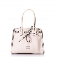 ПРОМО 🍊 PIERRE CARDIN 🍊 Дамска кожена чанта с връзка в бледо розово 30x33x12 см нова, снимка 2 - Чанти - 22738166