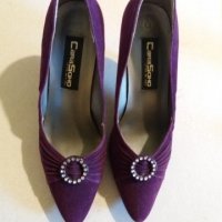 Дам.обувки-/изк.велур/-№38-цвят-тъм.лилави. Закупени от Италия., снимка 1 - Дамски обувки на ток - 22385893