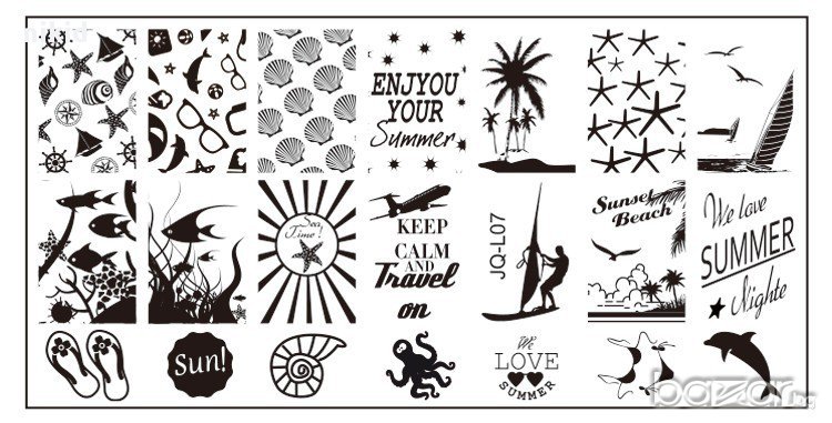 лятна плочка / щампа шаблон за печат на нокти - Нова JQ L07, снимка 1