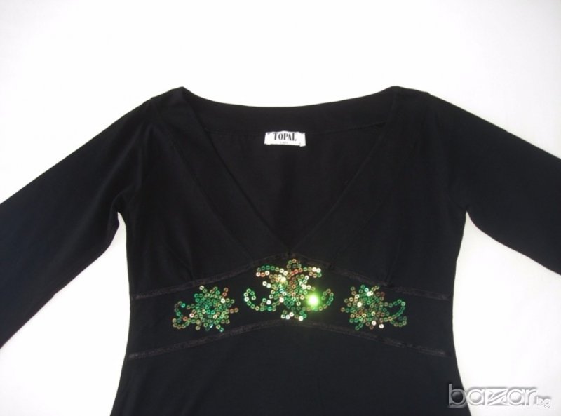 Topal Lady,черна дамска туника с паети, М , снимка 1