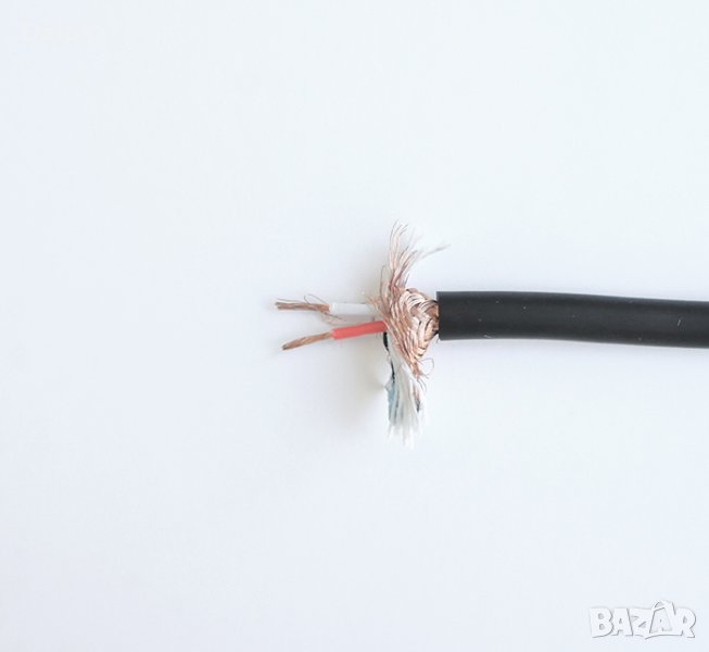 Екраниран кабел двужилен за микрофон СТЕРЕО черен Ф6mm, снимка 1