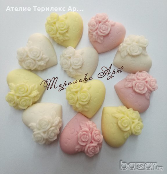 Ароматни сапуни сърце с рози-подаръци за гости, снимка 1