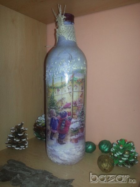 Бутилки с декупаж Коледа, снимка 1