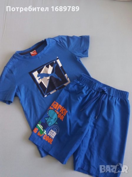 Детски лот от оригинална тениска PUMA и шушлякови шорти за 7-8 г. , снимка 1
