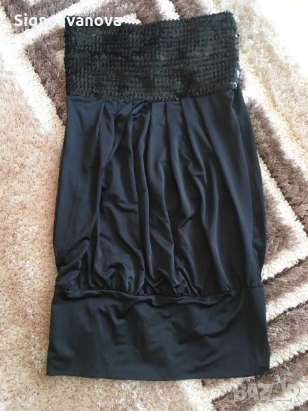 Черна рокля с пайети, снимка 1