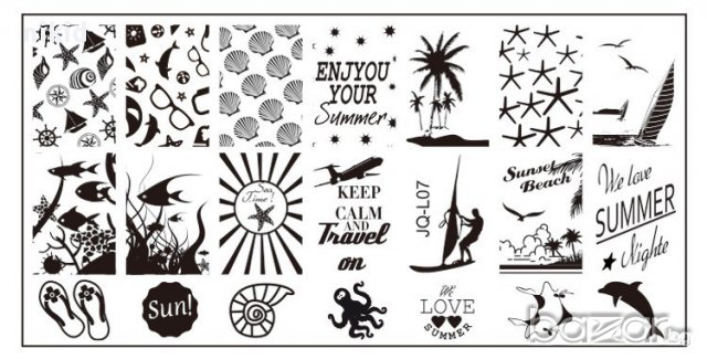 лятна плочка / щампа шаблон за печат на нокти - Нова JQ L07